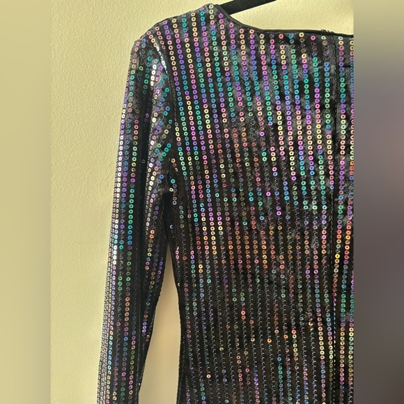 H&M Black Sequin Long Sleeve Dress - Picture 6 of 7